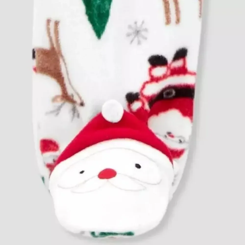 6M Carter's Just One You Baby Santa Christmas Fleece Footed Pajama - White